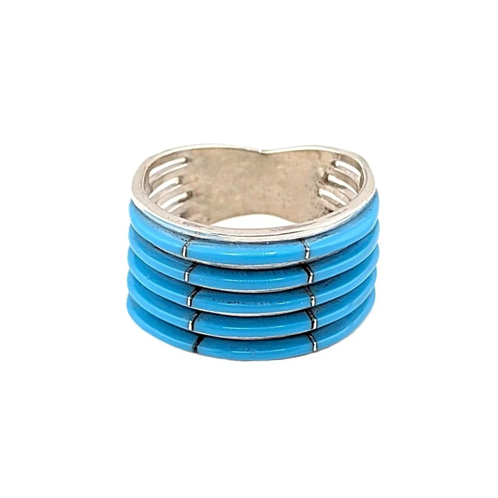 Zuni‎ Turquoise Ring Genuine Native American Handcrafted Jewelry Sz 7 ***